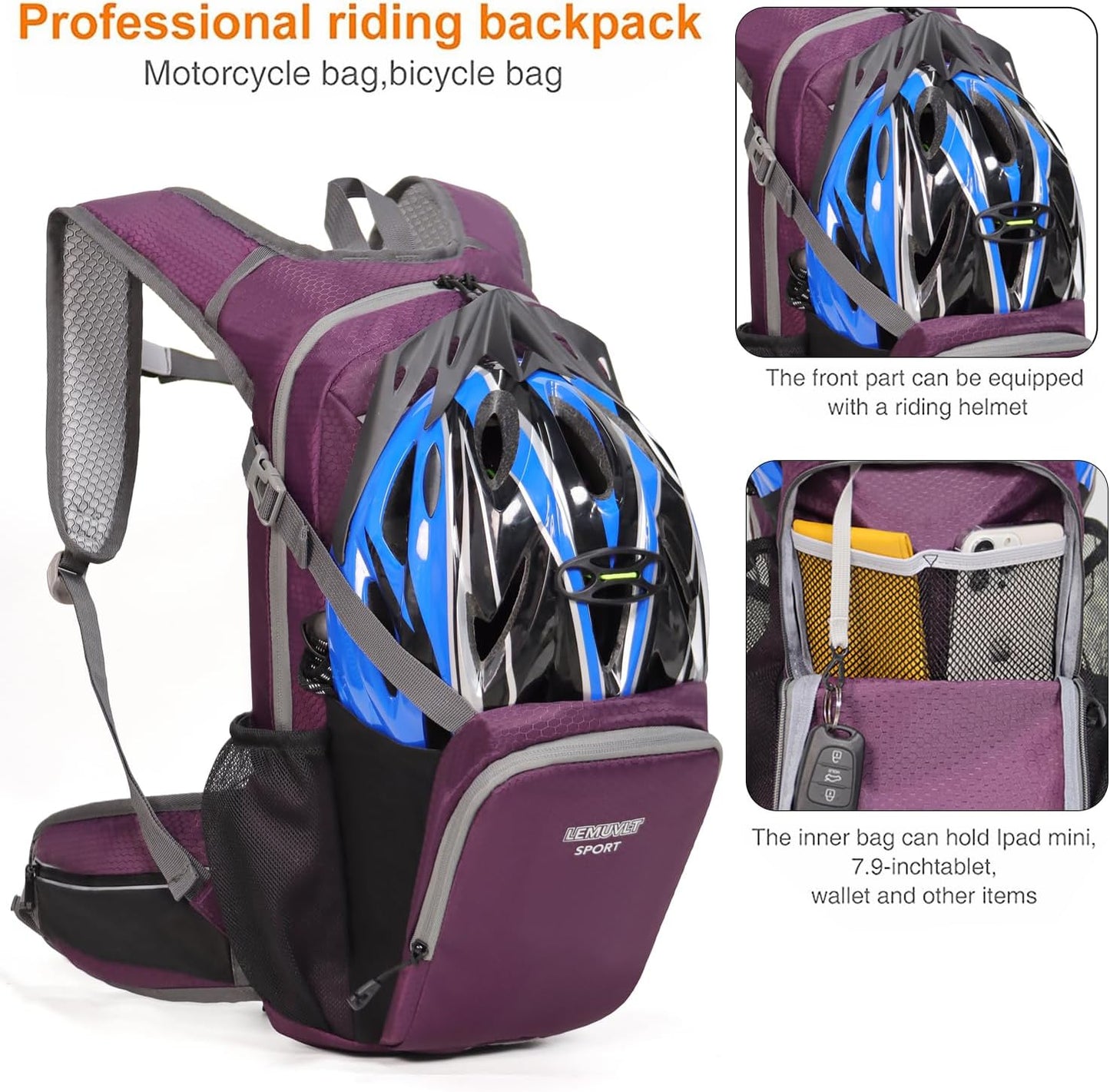 Hiking Daypack Waterproof Biking Backpack 15L Lightweight Durable Backpack for Ski Snowboarding Running MTB Cycling