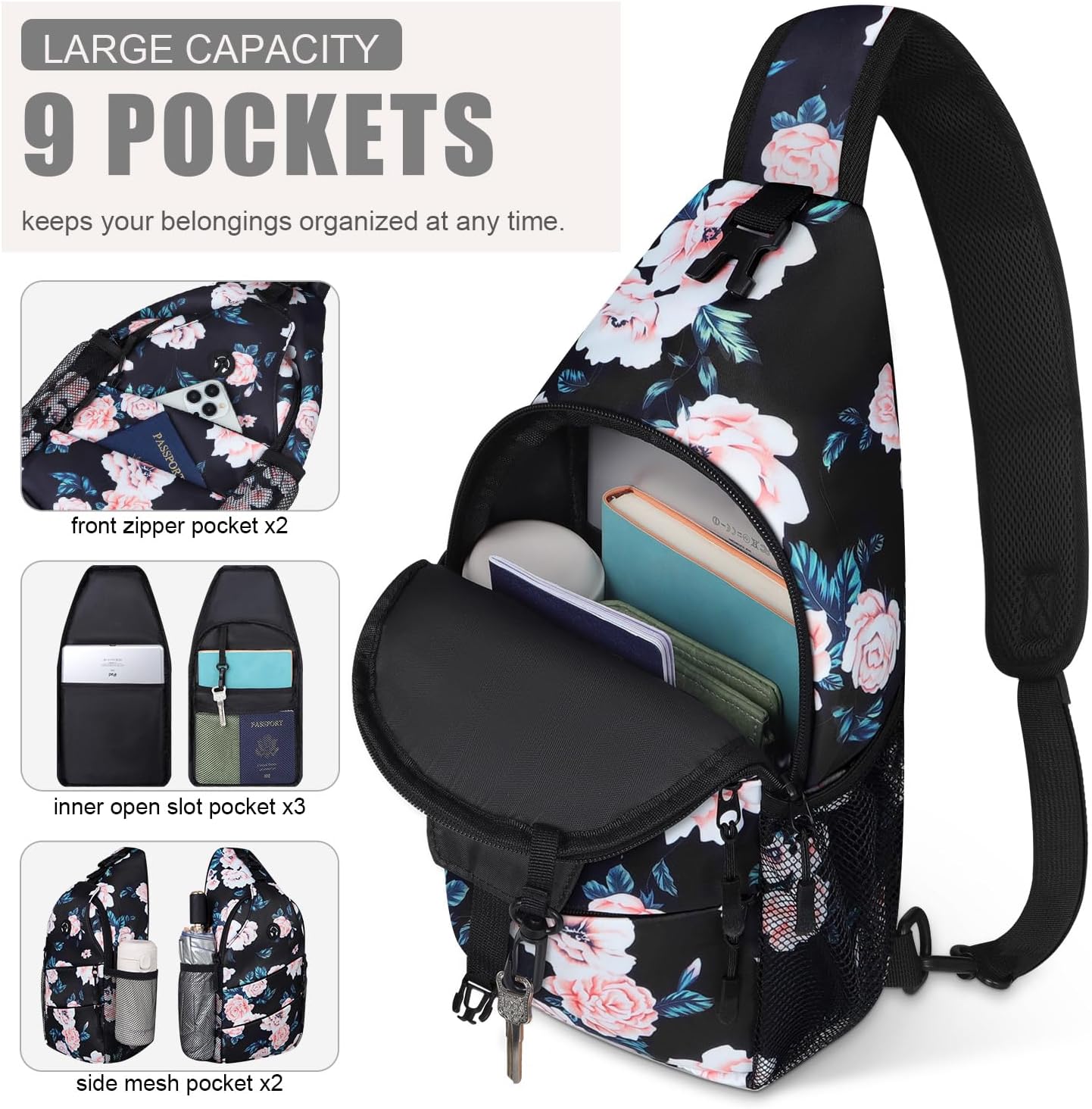 Crossbody Bags for Women Men Trendy Sling Bag Bakpack Casual Chest Bag with Convertible Shoulder Strap