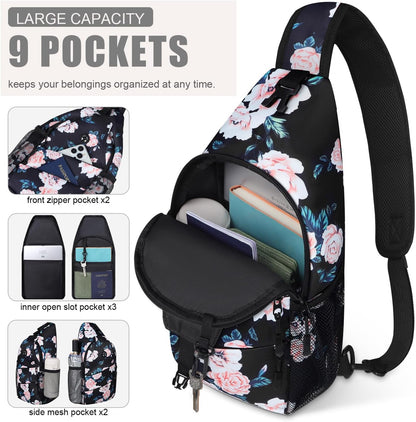 Crossbody Bags for Women Men Trendy Sling Bag Bakpack Casual Chest Bag with Convertible Shoulder Strap