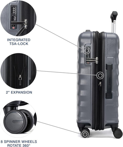 Travelpro Maxlite Air V2 Hardside Expandable Carry on Luggage, 8 Spinner Wheels, Lightweight Hard Shell Suitcase, TSA lock, Shadow Grey, Carry On 21-Inch