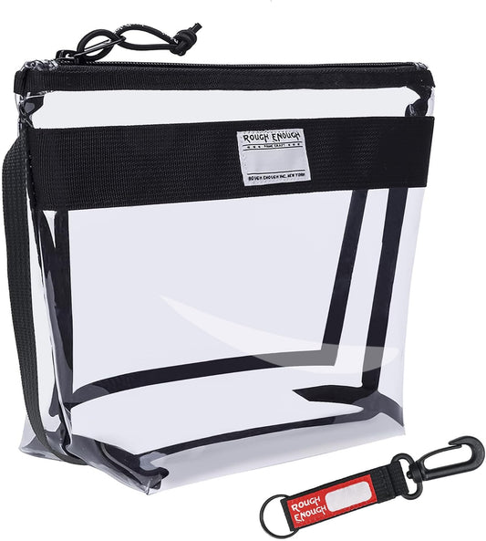 Rough Enough Clear Toiletry Bag Makeup Organizer Cosmetic Pouch with Zipper Handle for Travel Beach Essentials Storage