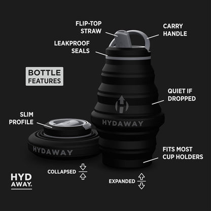HYDAWAY 17oz Collapsible Water Bottle - BPA-Free, Leakproof, Lightweight, and Space-Saving - Perfect for Travel, Hiking, and Everyday Hydration