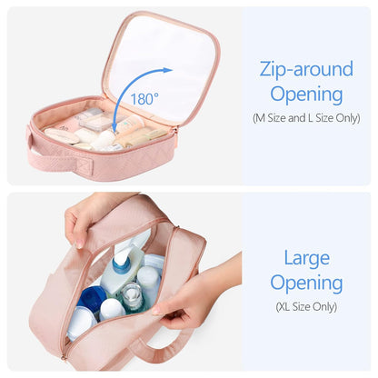 PACKISM Clear Toiletry Bags, 3 Pack Clear Makeup Bags with Handle Large Opening, Waterproof Cosmetic Bags Fit Carry-on Travel Essentials, Travel Bags, Pink