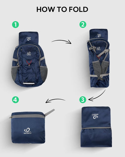 WATERFLY Lightweight Packable Hiking Backpack: 30L Foldable Travel Daypack Ultralight Camping Day Pack for Woman Man