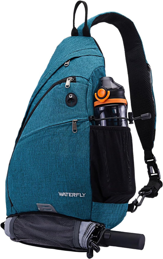 WATERFLY Large Crossbody Sling Bag: Over Shoulder Backpack Daypack Casual Cross Chest Side Pack