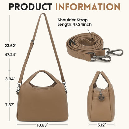 KOGTLA Genuine Leather Purses for Women, Crossbody Shoulder Bags with Top-Handle, Tote Satchel Handbags