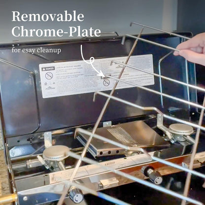 Camping Stove, 3 Burners Propane Portable Camp Stove with Regulator, Push-Button Instant Ignition, Adjustable Burners & Wind Guards for Car BBQ Picnics Outdoor Cooking (BLACK-20400 BTUs)