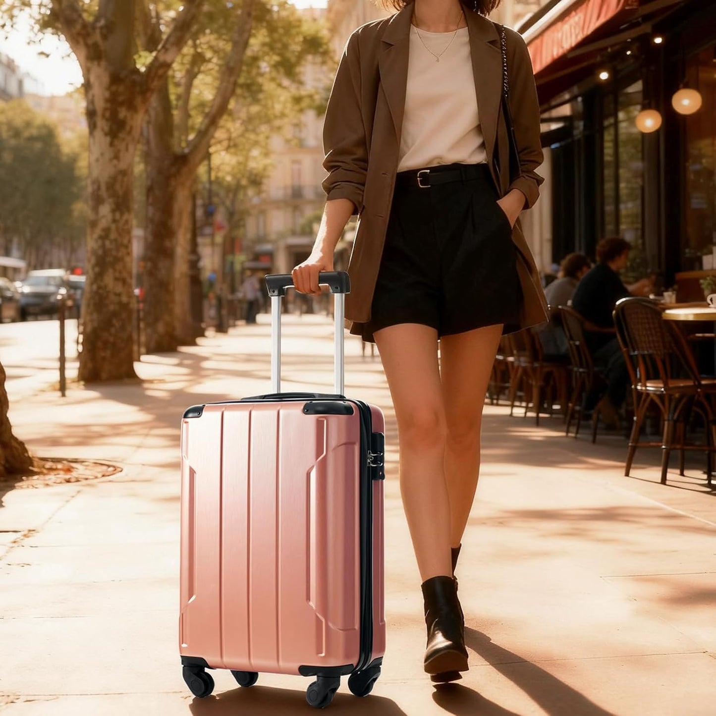 Merax Carry on Luggage Set, 20 Inch Hardshell ABS Suitcase with Spinner Wheels, Built-in TSA Lock & 2 Packing Cubes Airline Approved for Business Weekend Travel