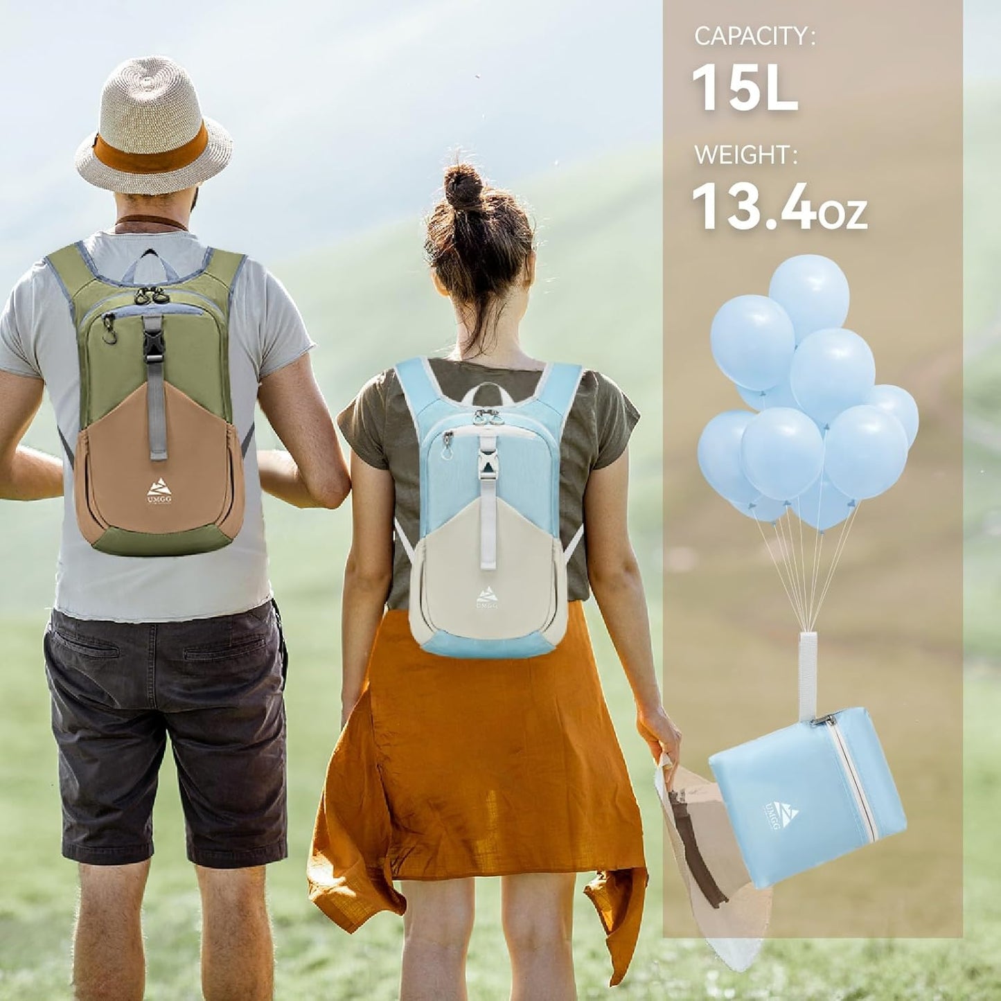 15L Small Hiking Backpack for Women Men Lightweight Packable Backpack Foldable Casual Daypack for Camping Travel Outdoor, Blue