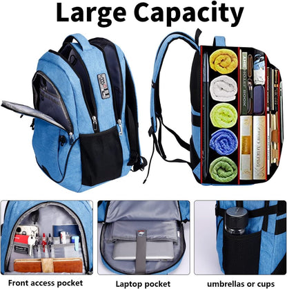 SHRRADOO Anti Theft Laptop Backpack Travel Backpacks with usb Charging Port for Women Men High School College Backpack Computer Bag Fits 17 Inch Laptop,Sky Blue