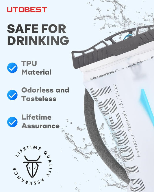 Hydration Bladder,TPU Water Bladder,Water Bladder for Hiking Backpack,BPA Free,Wide Opening,Leak-Proof,Water Reservoir for Hiking Cycling Camping Running