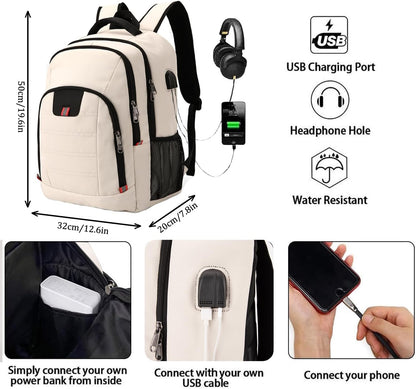 Laptop Backpack for Men, Large Anti-Theft Business Travel Backpack with USB Charging Port, Water Resistant College School Computer Bag for Men/Women for 17 Inch Laptop and Notebook