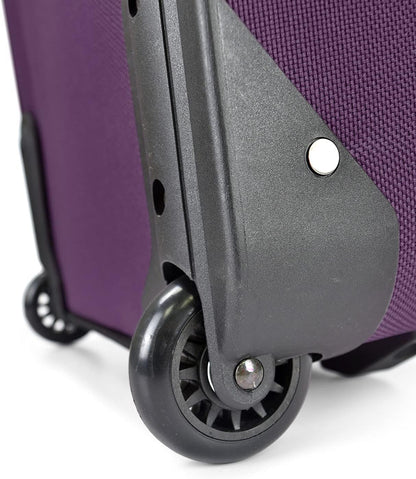 U.S. Traveler Lightweight Rolling 20" Carry On Luggage Softside Suitcase, Purple, 2 Wheel Single