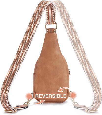 Telena Small Sling Bag for Women Leather Crossbody Fanny Packs Chest Bag for Women