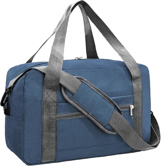 Foldable Carry on Luggage Bag 22x14x9 Personal Item Bag for Airplanes Travel Duffel Bag for Women and Men (40L, Navy)