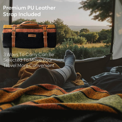 100% Wool Blanket, 62" x 86", Warm, Thick, Washable, Military Wool Blanket, Great for Camping, Outdoors, Sporting Events, Survival Kits