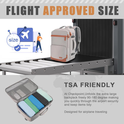 50L Travel Backpack with USB Charging Port, Water-Resistant Carry On Backpack for Men Women, Business Laptop Backpack for Trips & Commutes, Fits 18 Inch Laptop