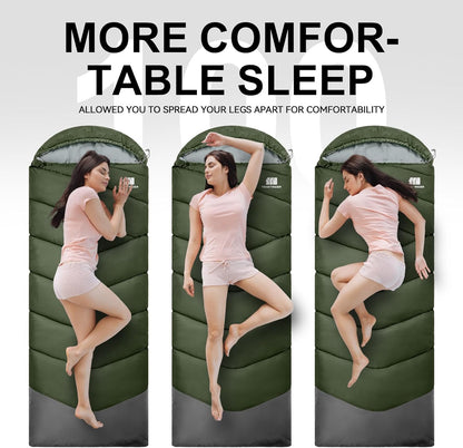 Sleeping Bags for Adults Cold Weather,Portable, Waterproof,Lightweight Sleeping Bag for Tall Girls Boys with Compression Sack for Warm Camping, Hiking, Outdoor & Indoor