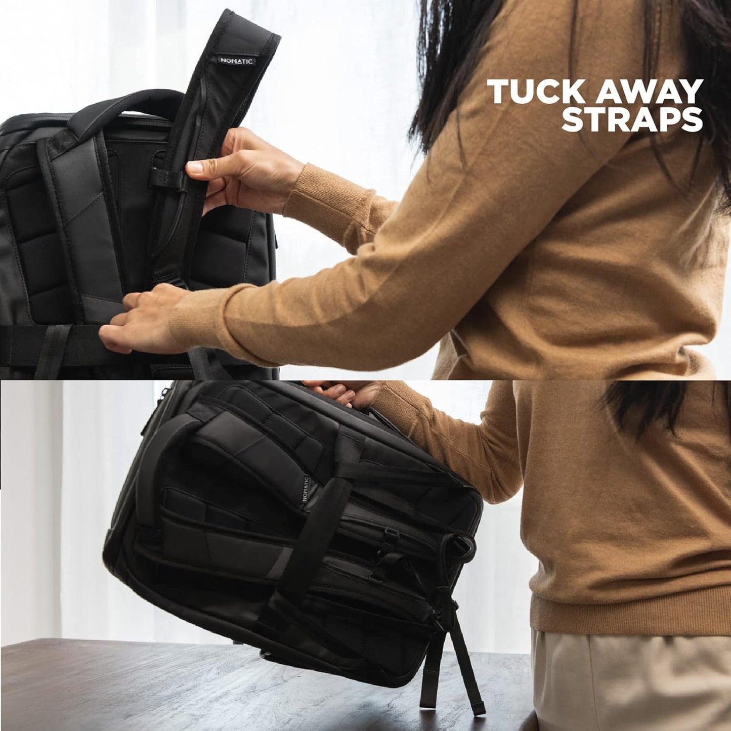 NOMATIC 14L Travel Pack - Water Resistant Laptop Bag - TSA-Ready Expandable Backpack (Black)