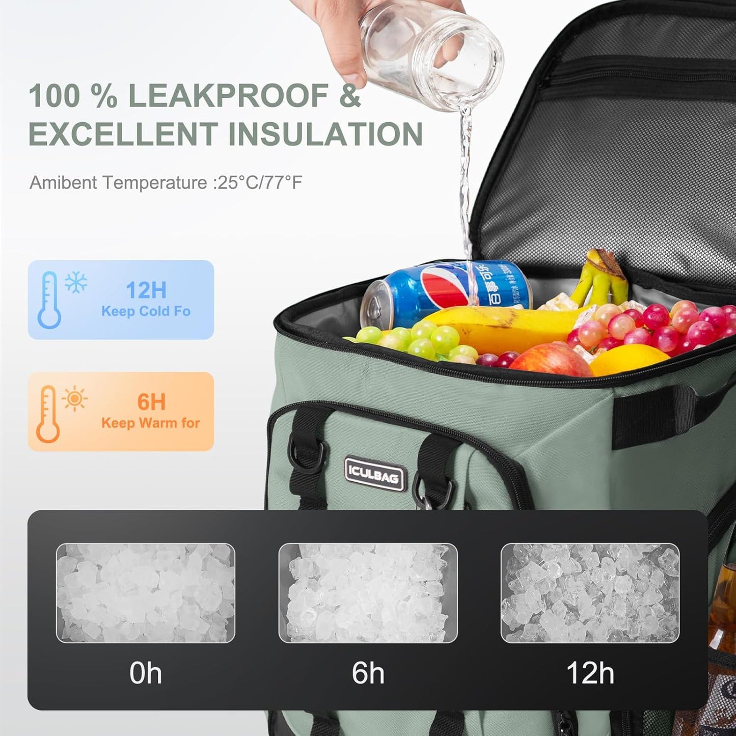 Beach Cooler Backpack for Men 36cans Insulated Backpack Cooler Lunch Bag for Women Camping Hiking Picnic Travel for 18 Hours Cooling 30L