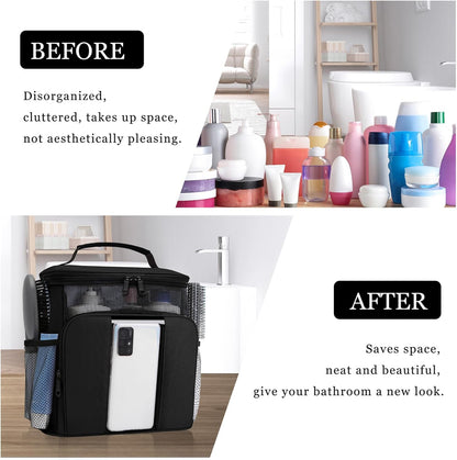 Mesh Shower Caddy,Portable HangingTravel Toiletry Bag Dorm Room Essentials for College Students Girls,Large Makeup Organizer for Full-Sized Toiletries,Travel Essentials for Women Girls Camping Beach