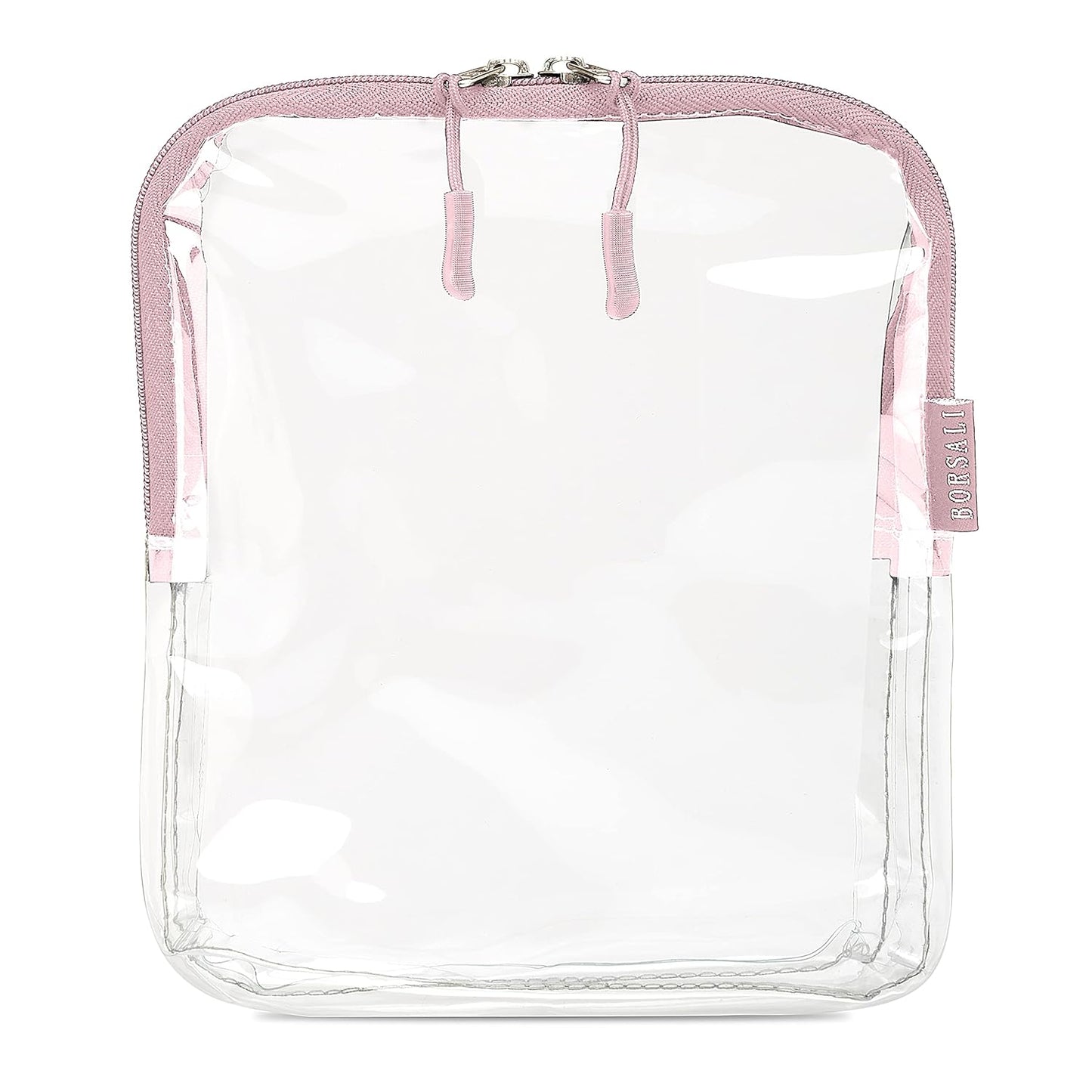 BORSALI TSA-Approved Quart-Sized Bag for Carry-On Travel - One (1) Quart Clear Toiletries, Cosmetic and 3-1-1 Liquids Toiletry Bag - Rose