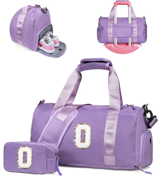 Graduation Gifts for Girls-Girl Gym Bag with Shoe Compartment, Kid Personalized Weekender Overnight Bags, Initial Travel Tote with Makeup Pouch, Gift Ideas for Niece Sister (Letter O)