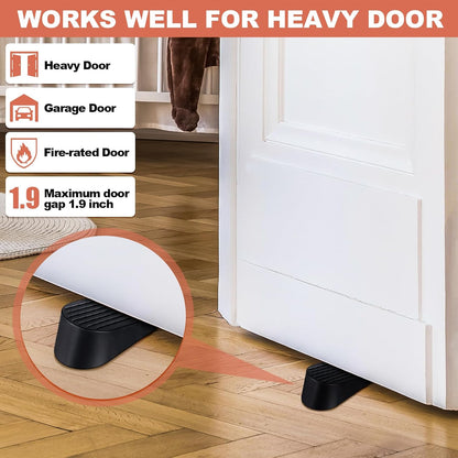 Frienda 8 Pack Large Door Stoppers Heavy Duty Rubber Stopper for Bottom of Door Wedge Stopper for Home Office (Black)