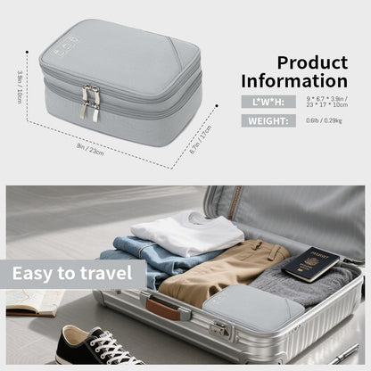 Lanola Travel Cable Organizer Bag, Electronic Accessories Case Portable Double Layer Cable Storage Bag for Cord,phone,Charger, Flash Drive,SD Card,Phone,Power Bank,Personal Items - Grey