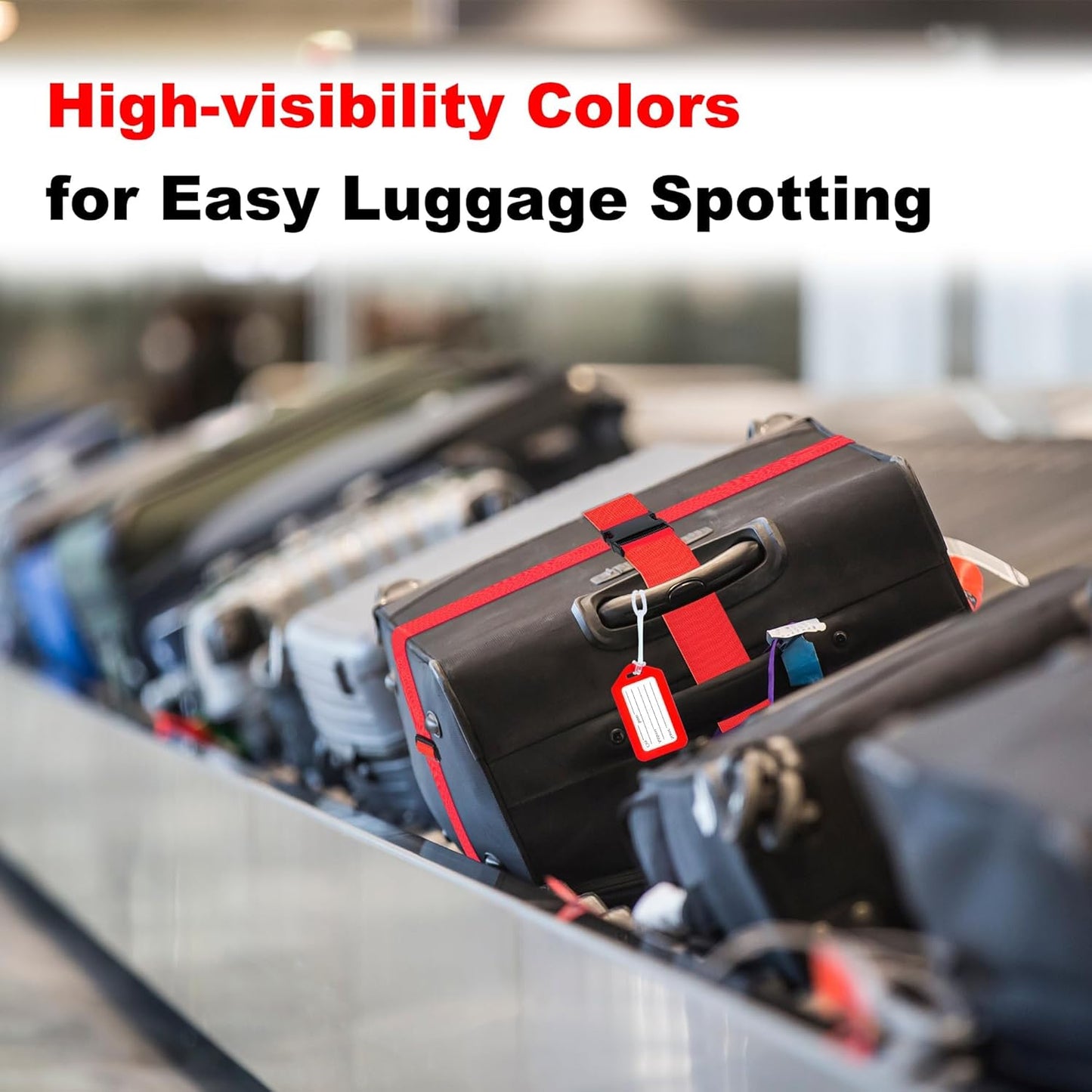 8 Pack Luggage Straps and Tags Set (4 Straps, 4 Tags), Luggage Straps for Suitcases TSA Approved Suitcase Belt Luggage Tags, Red