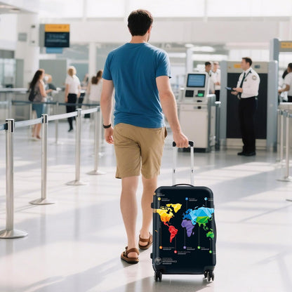 WUJIAONIAO Travel Luggage Cover Baggage Suitcase Cover Protector Skins 18-32 Inch (map, XL (for 29-32 inch luggage))