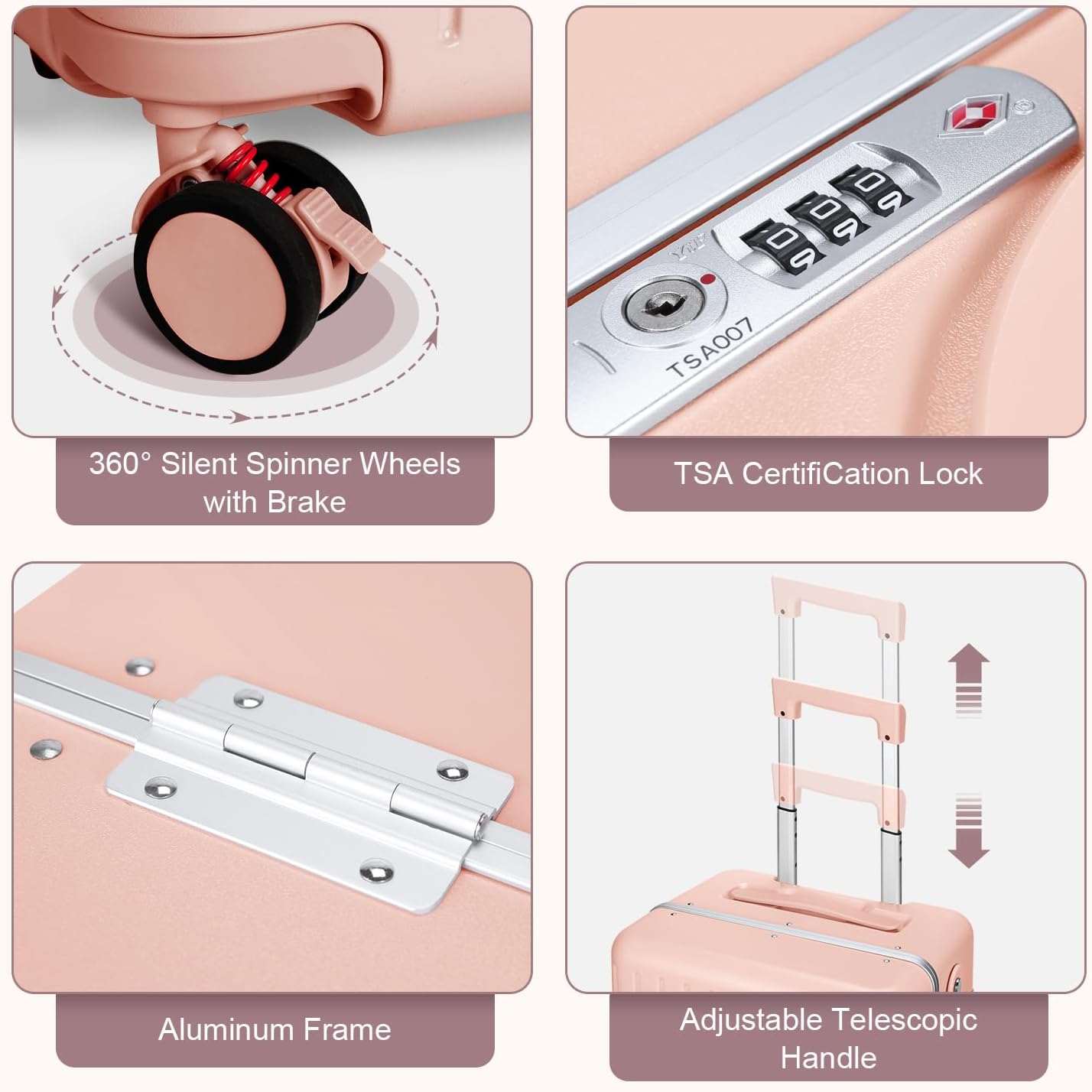 MRPLUM Ride On Luggage with Seat for Kids&Adults with Seat Belt,Hard Shell Lightweight Rolling Spinner Wheels Travel Luggage with TSA Lock,20 inch,Pink