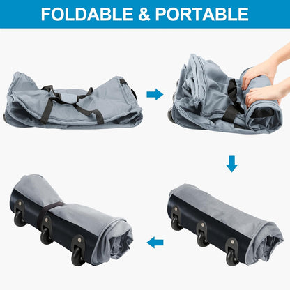 Finnhomy 120L Foldable Rolling Duffel Bag with 3 Wheels, Light Weight Travel Duffel bag with Large Loading Capacity, 32 inch Rolling Duffel bag with Shoulder Strap for Travel Camping Sports