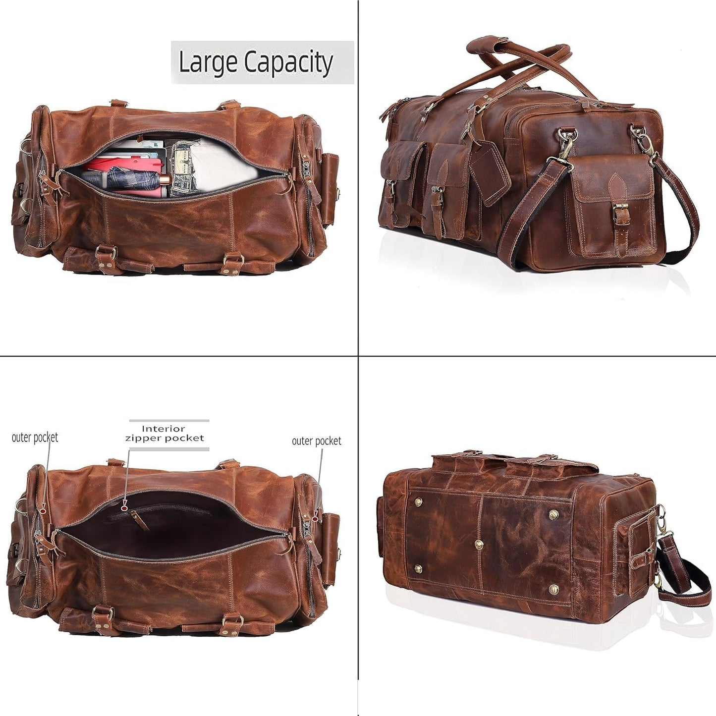 Large duffel bags for men holdall leather travel bag overnight gym sports weekend bag