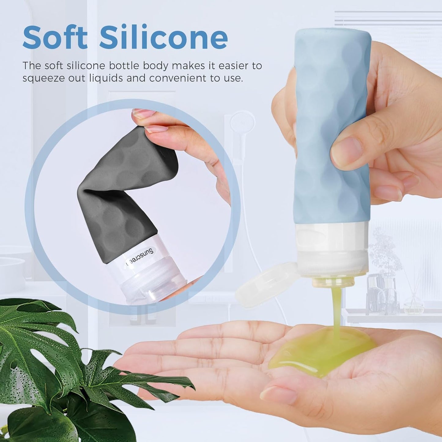 16pack Travel Bottles for Toiletries, TSA Approved Travel Size Containers Set, Leak Proof Refillable Liquid & Creams Toiletries Accessories Kit W/Toiletry Bag (Gray)