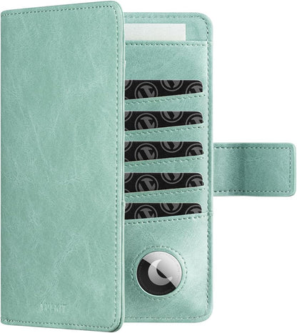 VULKIT Passport Holder with Airtag Holder RFID Blocking Passport Wallet Travel Leather Passport for Women(Mint Green)