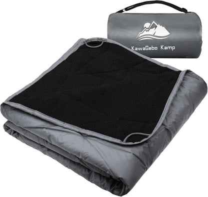 Outdoor Waterproof Blanket, Foldable Fleece Stadium Blanket for Outdoor Sports Event, Camping, Concerts, Car, Pet, Picnics - Windproof, Wearable, Machine Washable 80" x 58"