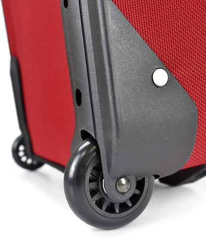 U.S. Traveler Lightweight Rolling 20" Carry On Luggage Softside Suitcase, Red, 2 Wheel Single