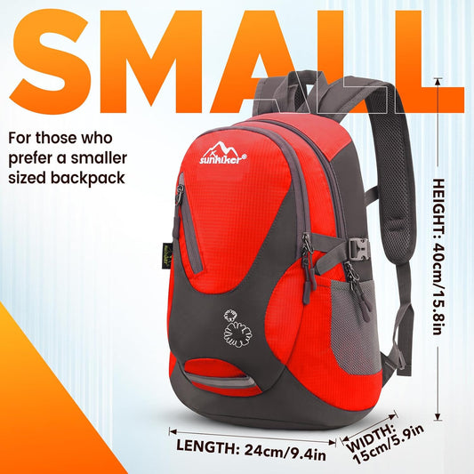 sunhiker Cycling Hiking Backpack Water Resistant Travel Backpack Lightweight SMALL Daypack M0714 (red)