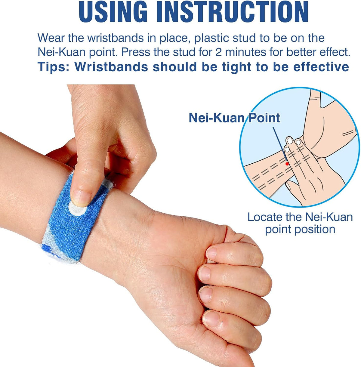 Motion Sickness Bands Anti Nausea Wristband for Adult and Kids Morning Sickness Relief for Pregnant Women Acupressure Nausea Relief for Car, Sea, Air Sickness - 2 Pairs Camo Blue, Camo Pink