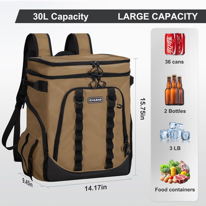Beach Cooler Backpack for Men 36cans Insulated Backpack Cooler Lunch Bag for Women Camping Hiking Picnic Travel for 18 Hours Cooling 30L