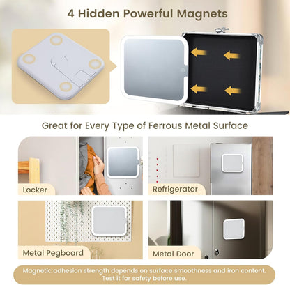 Makeup Case with Magnetic LED Mirror Travel Cosmetic Organizer Portable Makeup Box with Lighted Up Mirror Make Up Vanity Nail Box Lipstick Artist Storage with Lockable Dividers Brush Holder Shiny Blue