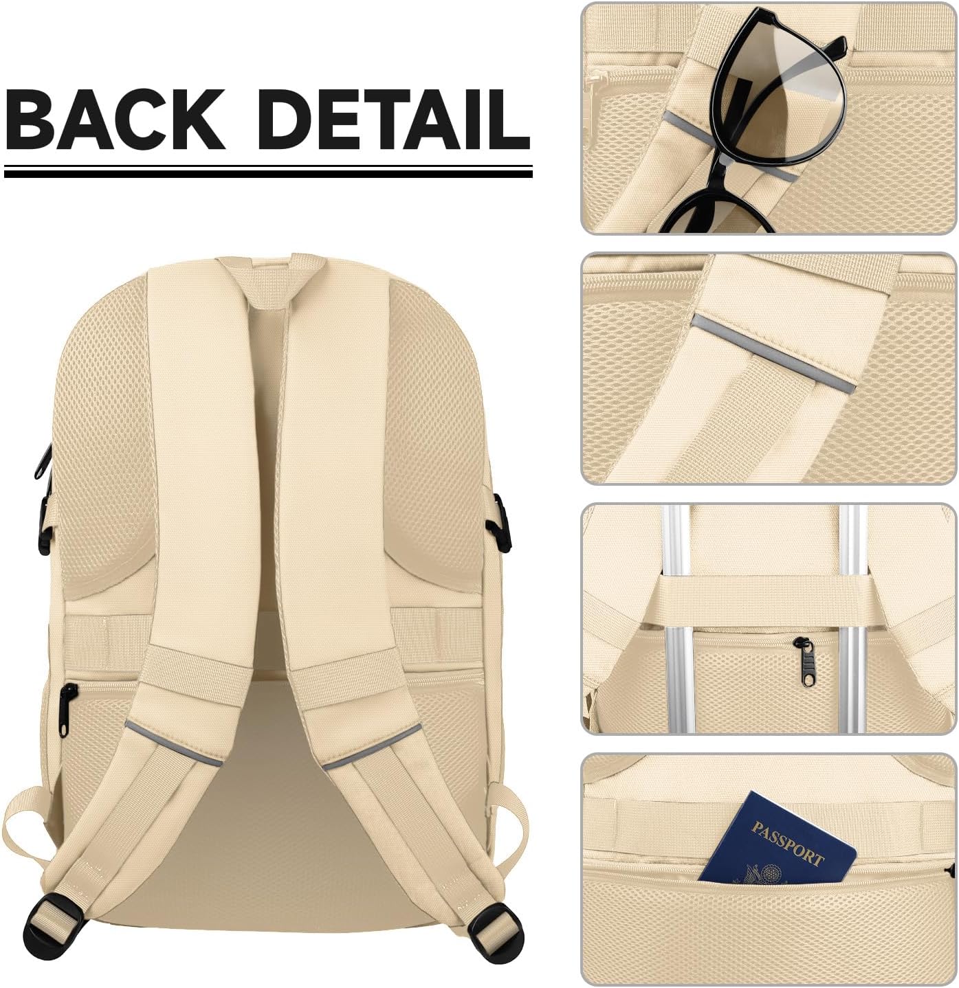 Lapsouno 15.6 Inch Laptop Backpack for Women, Large Travel Carry on Backpack, Water Resistant TSA Friendly with USB Port, College School Bag Gifts for Women, Light Yellow