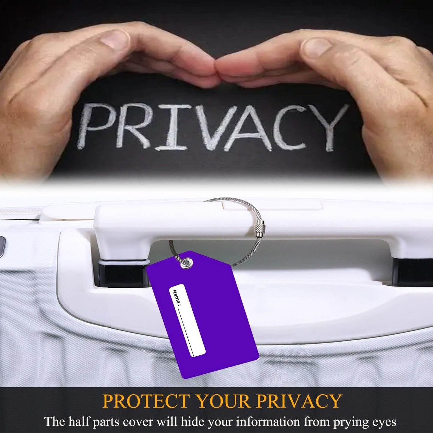 7 Pack Silicone Luggage Tag Baggage Handbag Travel Suitcase Tags with Name ID Card Perfect to Quickly Spot Luggage Suitcase (Purple)