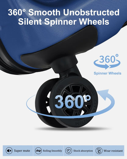 Luggage Sets 2 Pieces, 20 Inch Carry On Luggage and Expandable 28 Inch Checked Luggage with Spinner Wheels, Lightweight ABS+PC Hard Shell Suitcase with Front Opening, TSA Lock (Blue, 20/28)