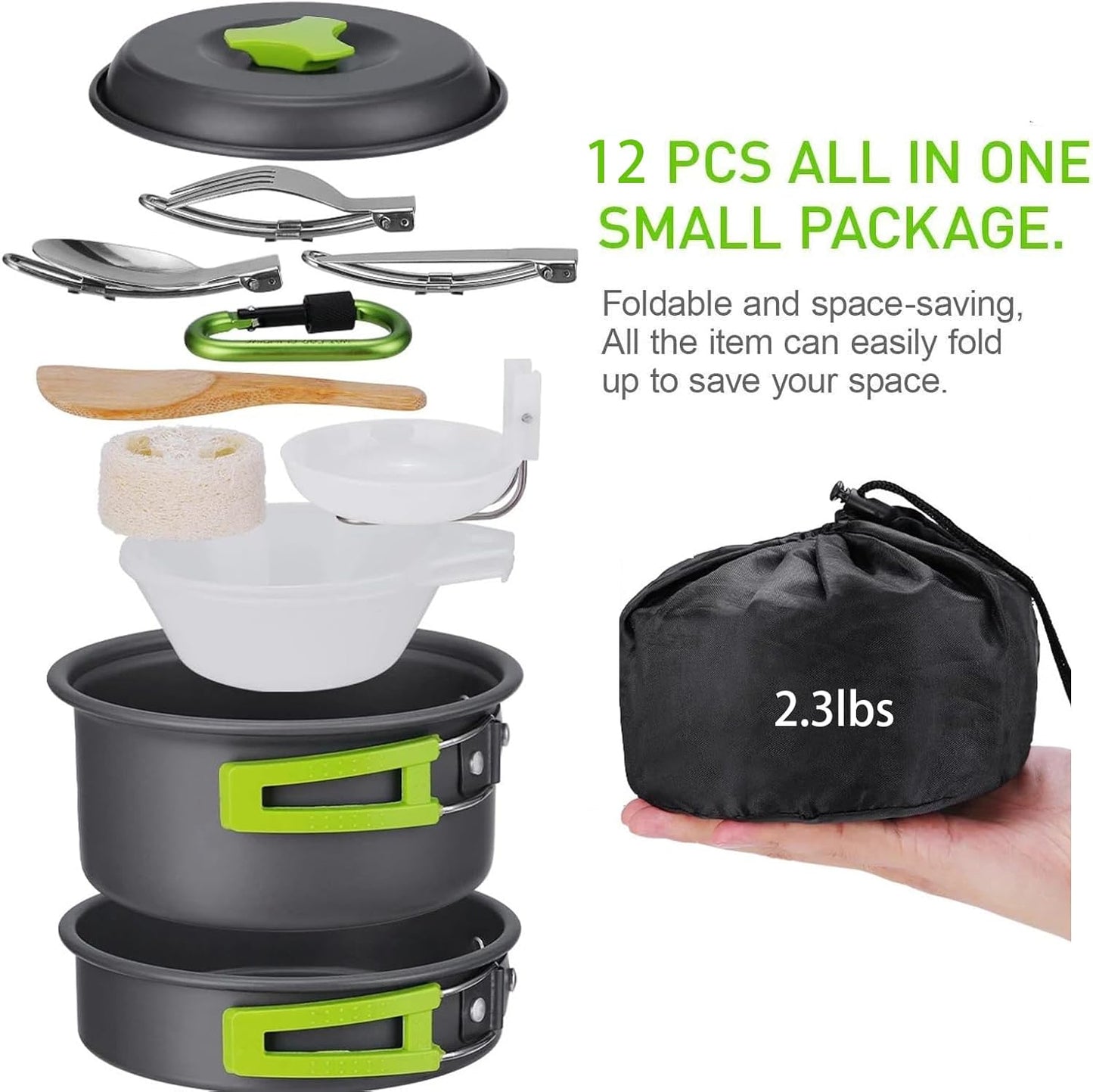 MEETSUN Lightweight Backpacking Cookware Set, Aluminum Camp Cooking Set with 1L Pot,Camping Mess Kit for 1 with Folding Tableware Perfect for Backpacking Stove Kit,Outdoor,Hiking,Survival,Emergency.