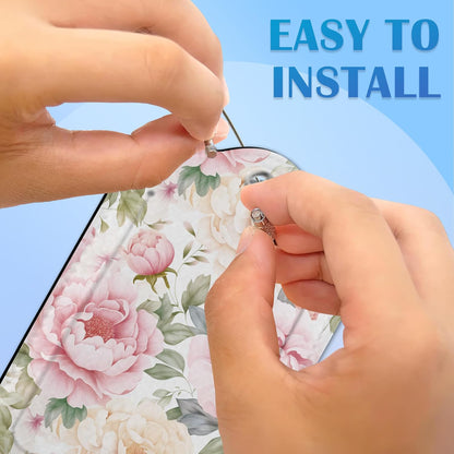 Vintage Beautiful Floral 2 Pack Luggage Tag for Suitcase, Cute Unique Leather Bag Tags Identifiers Privacy Cover ID Label with Durable Steel Loop for Women Men Kids Girls Travel