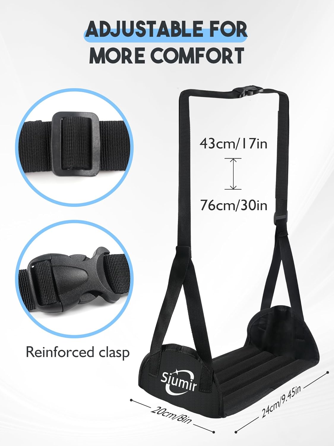 Airplane Foot Hammock, Upgraded Anti-Squeeze Foot Rest for Plane Travel - Relax Your Feet with Better Support, Thickened Foam, Portable Design, and More Comfortable Foot Sling