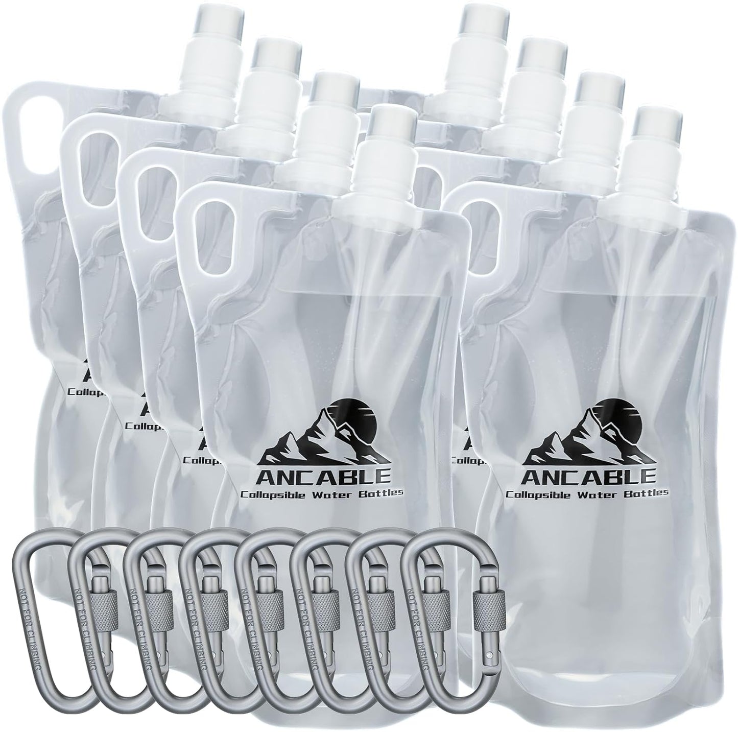 1L Hiking Collapsible Water Bottles, 8-Pack 33OZ BPA-Free Foldable Backpacking Water Bottle for Travel Camping Hiking