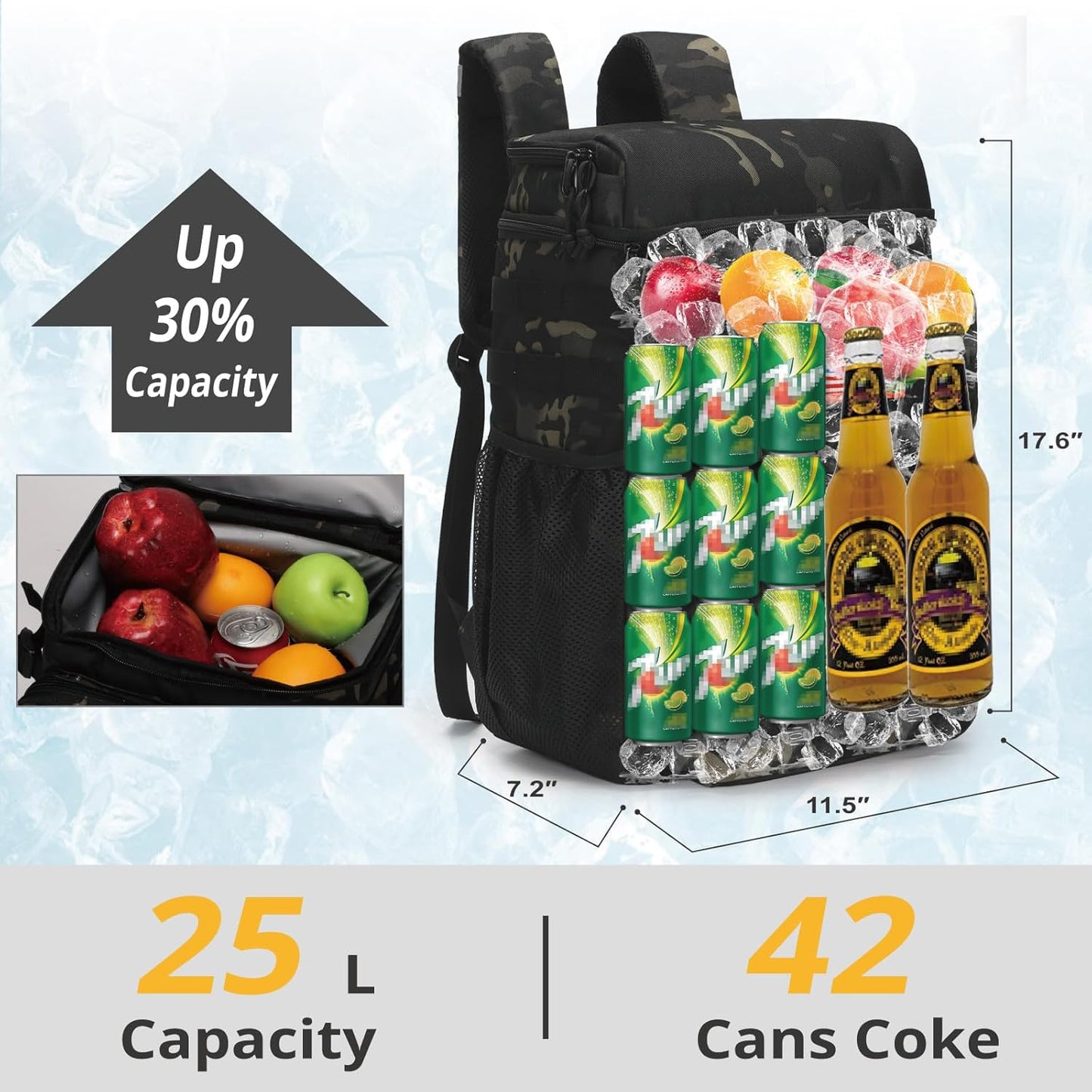 Tactical Backpack Cooler,Soft Lightweight Leakproof Cooler Backpack,Insulated Cooler Bag,Portable Soft Cooler Bag Waterproof for Beach, Travel, Camping, Picnic, Hiking